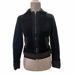 Lacoste Navy Teddy Moto Style Jacket for Women